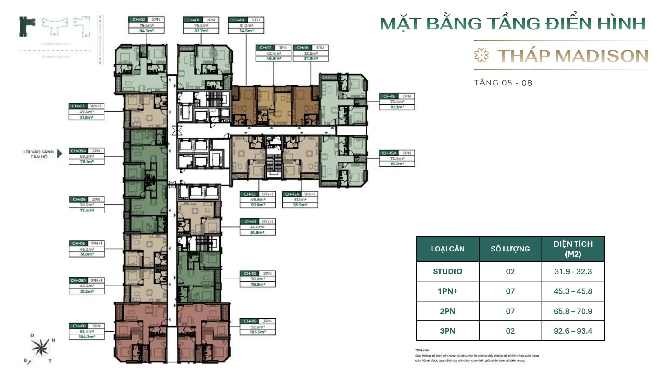 Mặt bằng điển hình căn hộ chung cư cao cấp The Cosmopolitan tòa M3