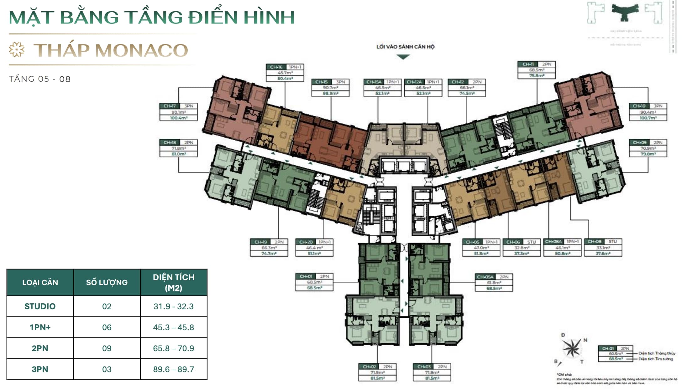 Mặt bằng điển hình căn hộ chung cư cao cấp The Cosmopolitan tòa M2