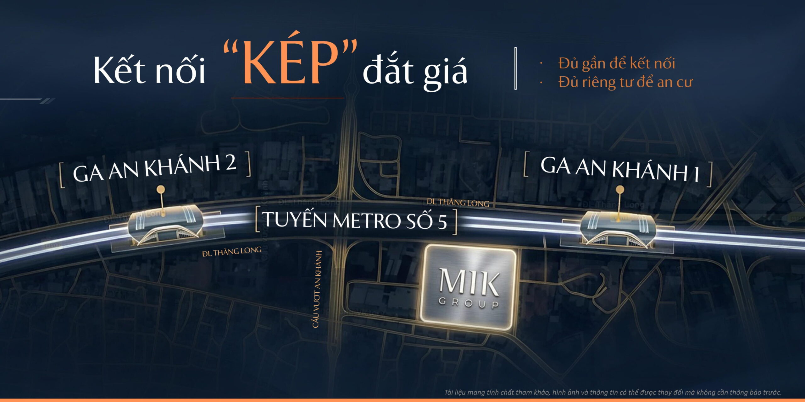 Dự án Mik An Khánh nằm giưa 2 ga tàu điện Metro số 5 Văn Cao - Hòa. Với tiềm năng tăng giá vô cùng lớn khi tuyến Metro được đưa vào vận hành năm 2030.